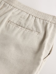 Ecru Regular Fit Cotton Linen Blend Elasticated Back Trousers - Image 9 of 9