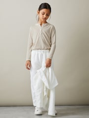 Reiss Oatmeal Tessa 9-13 yrs Striped Grandad Collar Long-Sleeve Top - Image 3 of 4