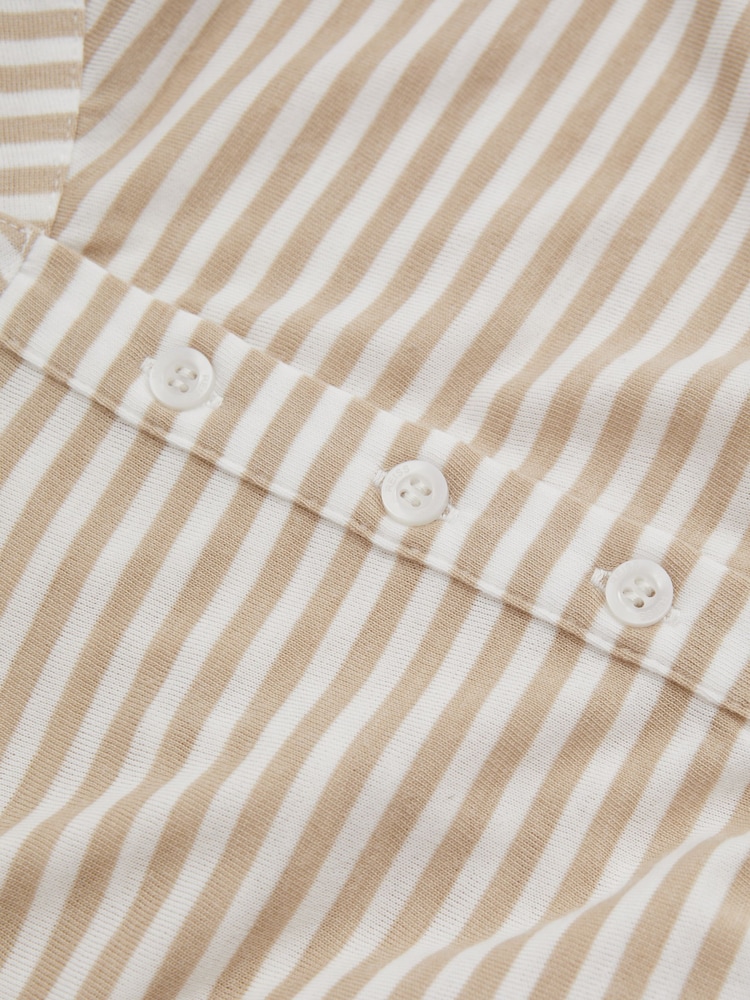 Reiss Oatmeal Tessa 13-14 yrs Striped Grandad Collar Long-Sleeve Top - Image 4 of 4 Reiss Oatmeal Tessa 13-14 yrs Striped Grandad Collar Long-Sleeve Top - Image 4 of 4