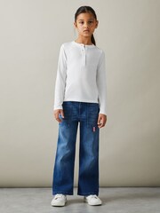 Reiss Ivory Tess 13-14 yrs Grandad Collar Long-Sleeve Top - Image 1 of 4