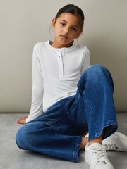 Reiss Ivory Tess 13-14 yrs Grandad Collar Long-Sleeve Top - Image 3 of 4