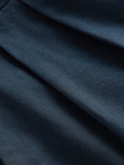 Navy Blue Smart Cotton Blend Side Adjuster Shorts With Linen and Lyocell - Image 9 of 9