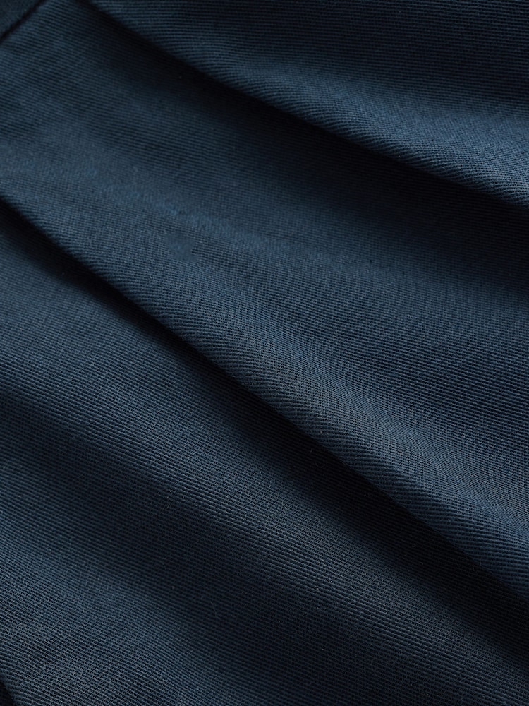 Navy Blue Smart Cotton Blend Side Adjuster Shorts With Linen and Lyocell - Image 9 of 9