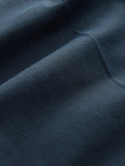Navy Blue Regular Fit Cotton Linen Blend Trousers with Side Adjuster - Image 3 of 5