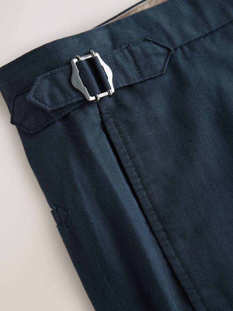 Marineblau/blau - Smart Cotton Blend Side Adjuster Trousers with Linen and Lyocell - Image 8 of 9