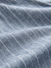 Blue Regular Fit Linen Blend Stripe Elasticated Back Trousers - Image 10 of 12