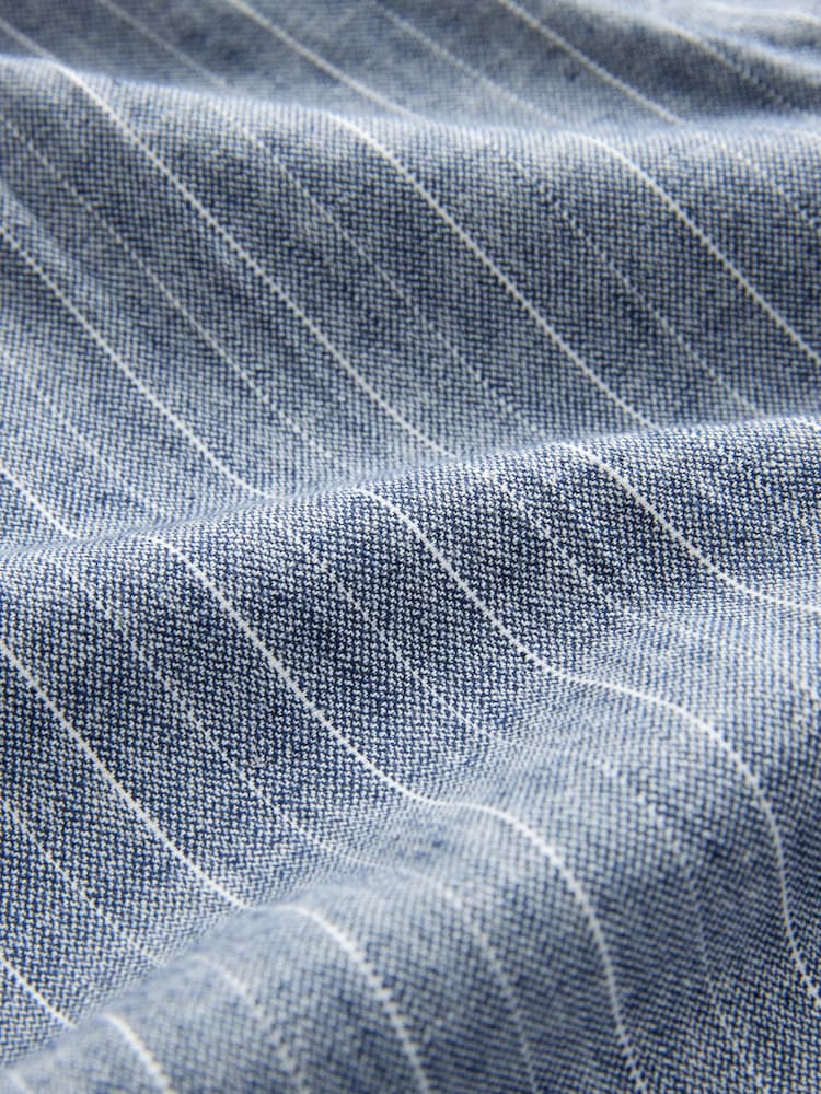 Blau - Normale Passform Streifenhose mit elastischer Rückseite aus Leinenmischung - Image 10 of 12