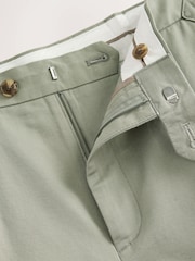 Sage Green Regular Fit Cotton Linen Blend Trousers with Side Adjuster - Image 7 of 9