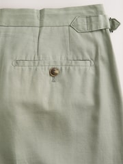 Sage Green Regular Fit Cotton Linen Blend Trousers with Side Adjuster - Image 8 of 9