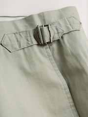 Sage Green Regular Fit Cotton Linen Blend Trousers with Side Adjuster - Image 9 of 9