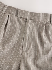 Neutral Regular Fit Linen Blend Stripe Elasticated Back Trousers - Image 10 of 12