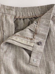 Neutral Regular Fit Linen Blend Stripe Elasticated Back Trousers - Image 12 of 12
