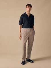Neutral Regular Fit Linen Blend Stripe Elasticated Back Trousers - Image 2 of 6