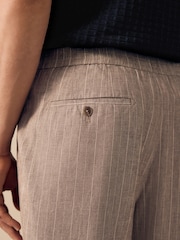 Neutral Regular Fit Linen Blend Stripe Elasticated Back Trousers - Image 4 of 6