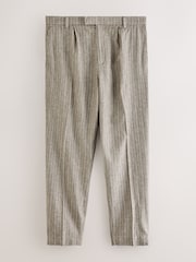 Neutral Regular Fit Linen Blend Stripe Elasticated Back Trousers - Image 7 of 12