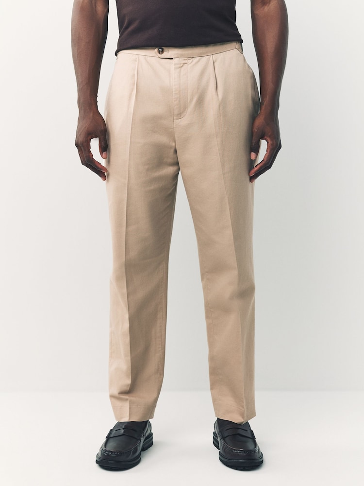 Stone Smart Cotton Blend Side Adjuster Trousers with Linen and Lyocell - Image 2 of 12 Stone Smart Cotton Blend Side Adjuster Trousers with Linen and Lyocell - Image 2 of 12