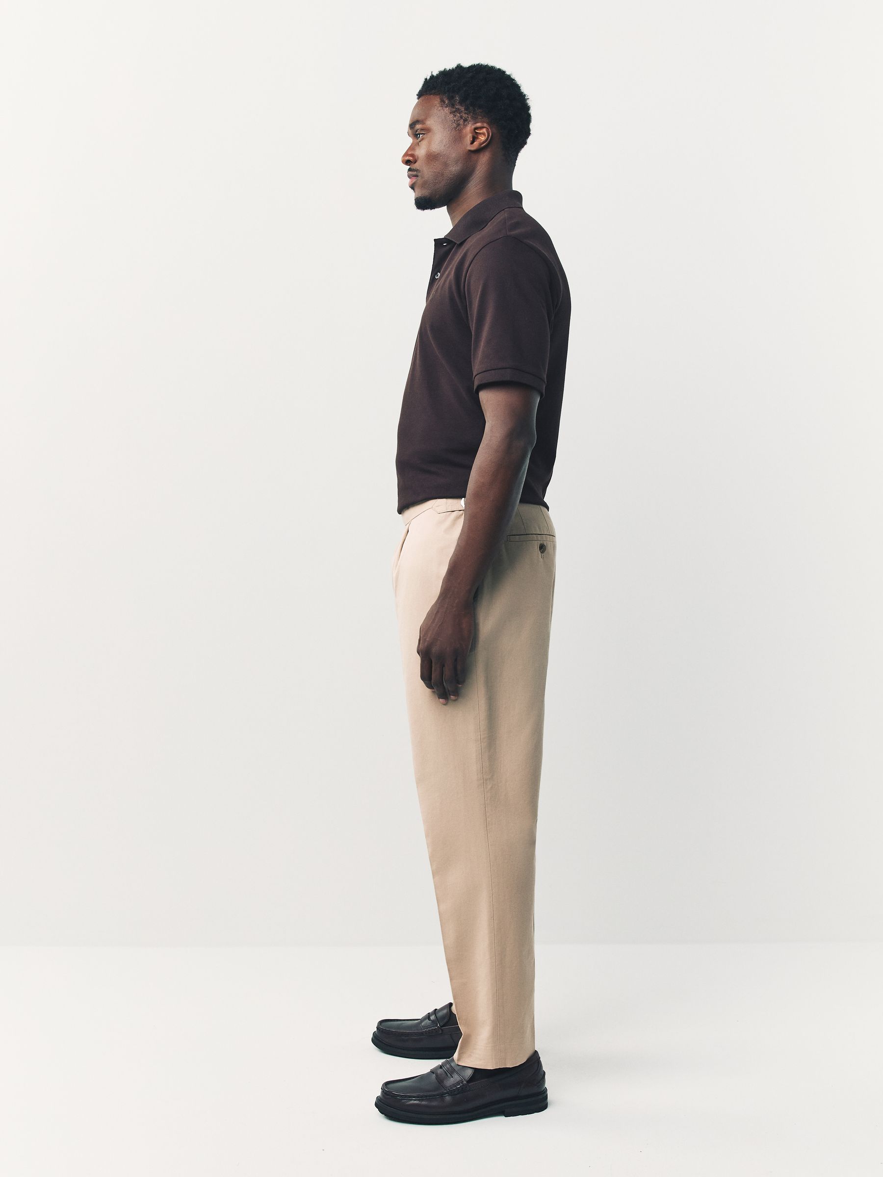 Buy Stone Smart Cotton Blend Side Adjuster Trousers with Linen and