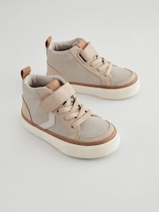 Neutral Wide Fit (G) Elastic Lace Touch Fastening Chevron Boots - Image 1 of 6