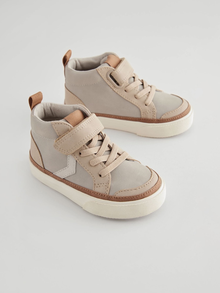 Neutral Wide Fit (G) Elastic Lace Touch Fastening Chevron Boots - Image 1 of 6
