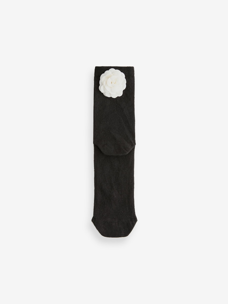 Schwarz - Corsage Knöchelsocken mit Blume, im 1er-Pack - Bild 2 von 2