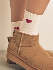 Red/Cream Hearts Ribbed Ankle Socks 3 Pack - Image 2 of 9