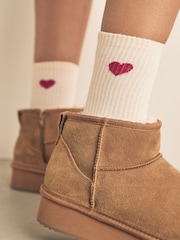 Red/Cream Hearts Ribbed Ankle Socks 3 Pack - Image 3 of 9