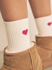 Red/Cream Hearts Ribbed Ankle Socks 3 Pack - Image 4 of 9