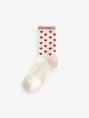 Red/Cream Hearts Ribbed Ankle Socks 3 Pack - Image 6 of 9