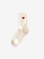 Red/Cream Hearts Ribbed Ankle Socks 3 Pack - Image 7 of 9