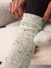 Black/Grey/Cream Ribbed Super Soft Heavyweight Ankle Socks 3 Pack - Image 3 of 8