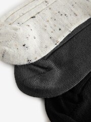 Black/Grey/Cream Ribbed Super Soft Heavyweight Ankle Socks 3 Pack - Image 7 of 8