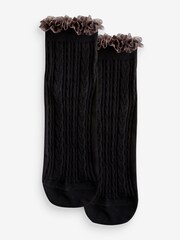 Schwarz mit Animal, Rüschen - Kurz geschnittene Socken im 2er-Pack - Bild 1 von 5