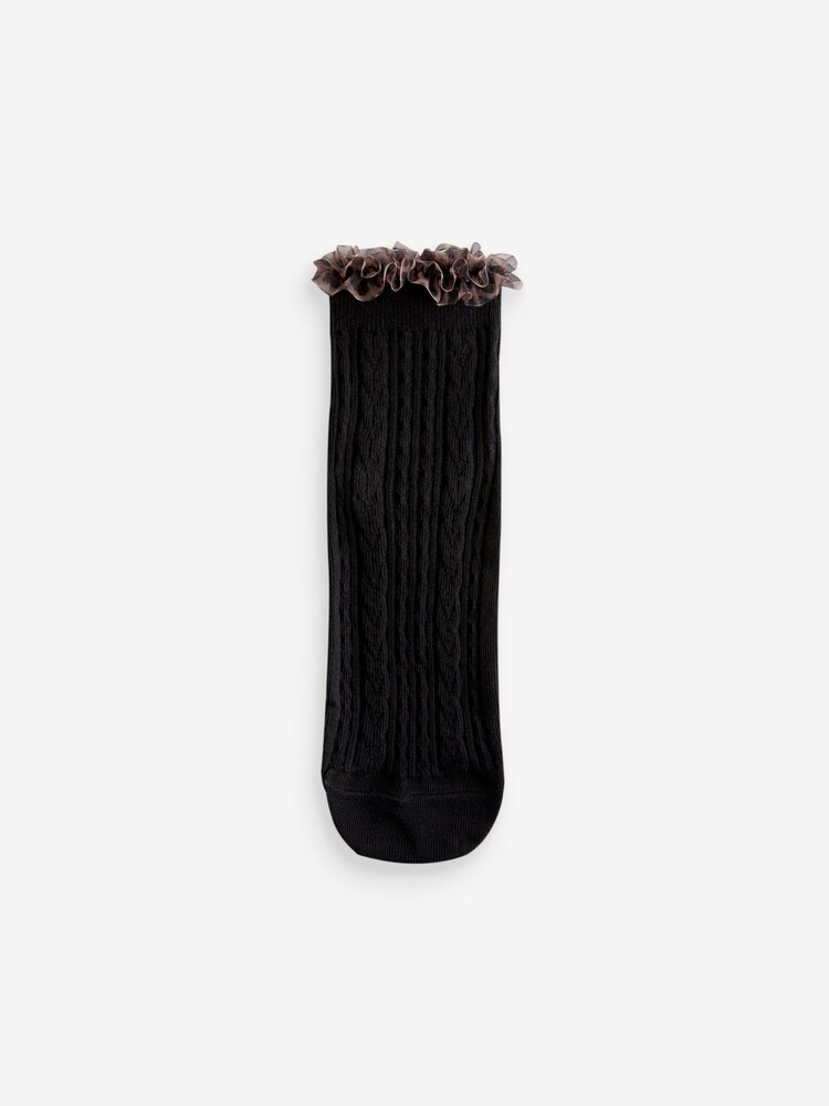 Schwarz mit Animal, Rüschen - Kurz geschnittene Socken im 2er-Pack - Bild 2 von 5