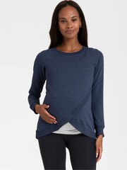 Seraphine Blue Front Wrap Sweatshirt - Image 1 of 8