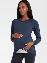 Seraphine Blue Front Wrap Sweatshirt - Image 5 of 8