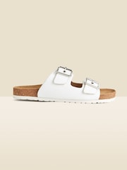 Sosandar White Leather Double Buckle Sandals - Image 2 of 4