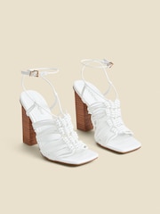 Sosandar Gladiator Square Toe Block Heel Sandals - Image 1 of 4