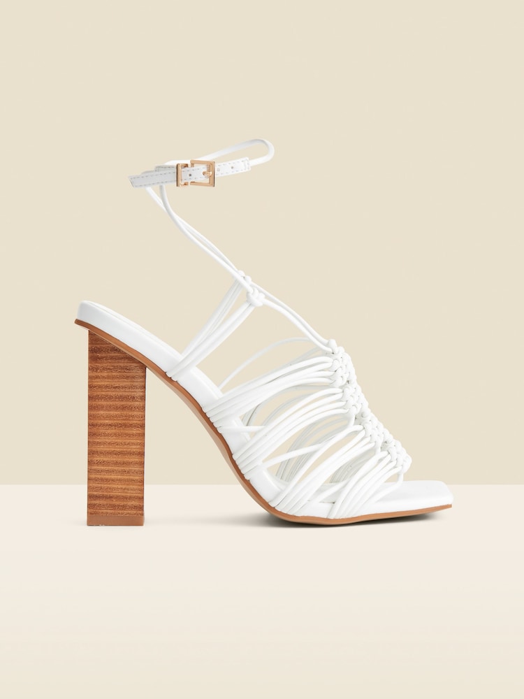 Sosandar Gladiator Square Toe Block Heel Sandals - Image 2 of 4