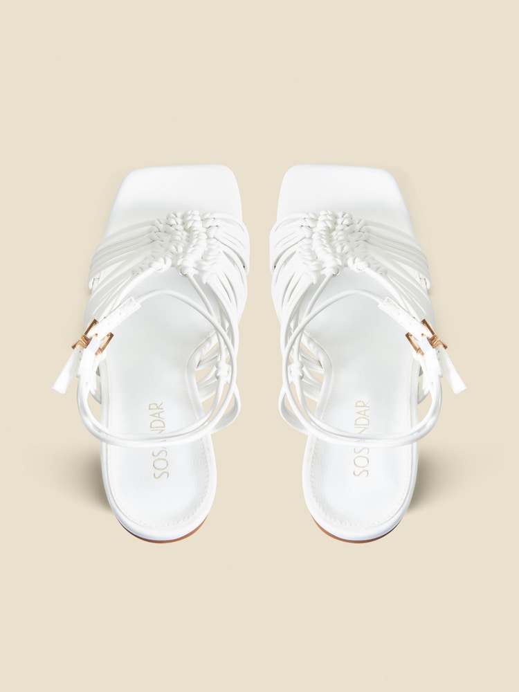 Sosandar Gladiator Square Toe Block Heel Sandals - Image 4 of 4