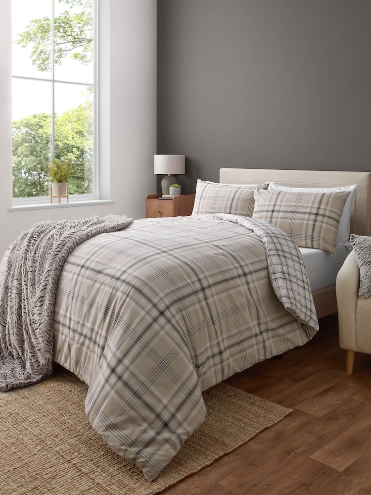 Catherine Lansfield Kelso Check Easy Care Duvet Pokrov in blazina set - Slika 1 iz 5