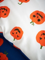 Catherine Lansfield Navy Halloween Pumpkins Reversible Duvet Cover and Pillowcase Set - Image 4 of 5