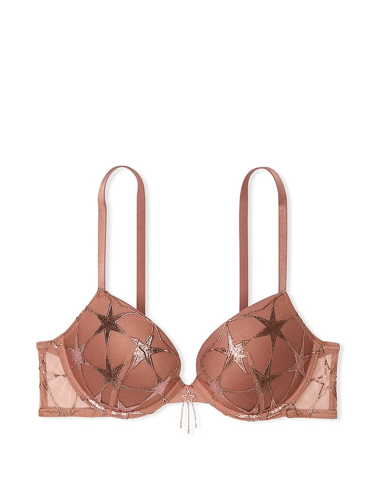 Victoria's Secret Rose Gold Push Up Star Embroidery Bra - Image 3 of 3