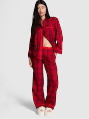 Victoria's Secret PINK Vermillion Red Plaid Flannel Long Pyjama Set - Image 1 of 4