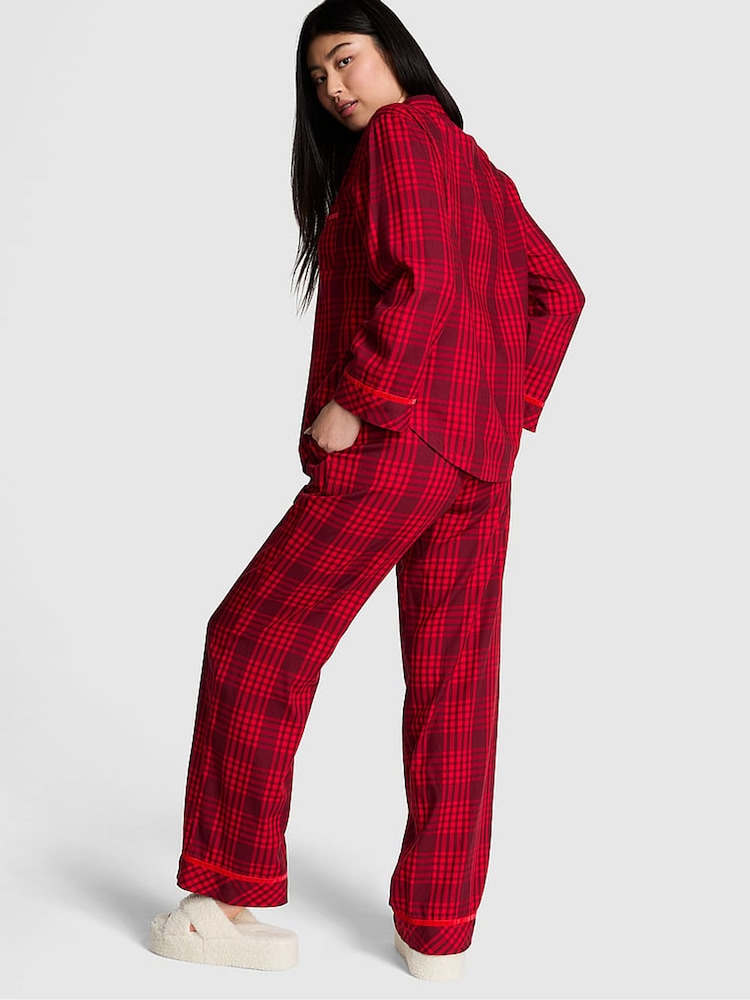 Victoria's Secret PINK Vermillion Red Plaid Flannel Long Pyjama Set - Image 2 of 4
