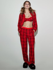 Victoria's Secret PINK Vermillion Red Plaid Flannel Long Pyjama Set - Image 4 of 4
