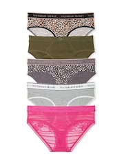 Bruin/groen/grijs/roze - Victoria's Secret set van 5 slips met logo - Image 1 of 3
