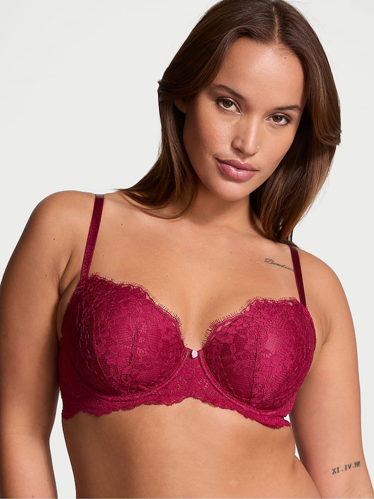 Victoria's Secret Campari Red Lightly Lined Demi Lace Bra - Image 1 of 4