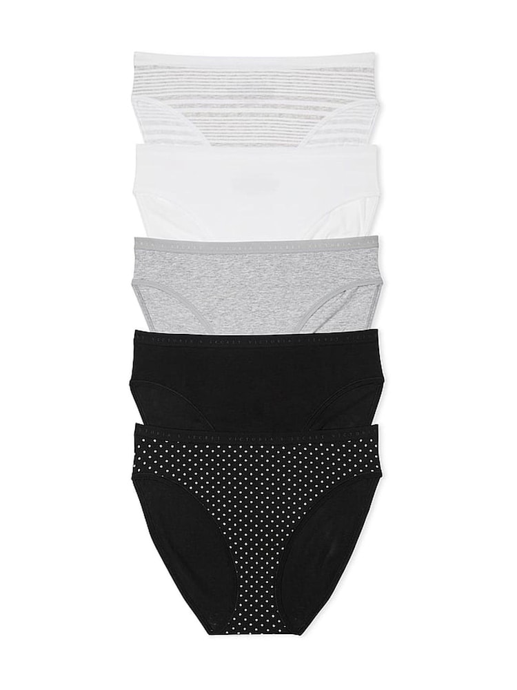Wit/grijs/zwart - Victoria's Secret set van 5 slips - Image 1 of 3