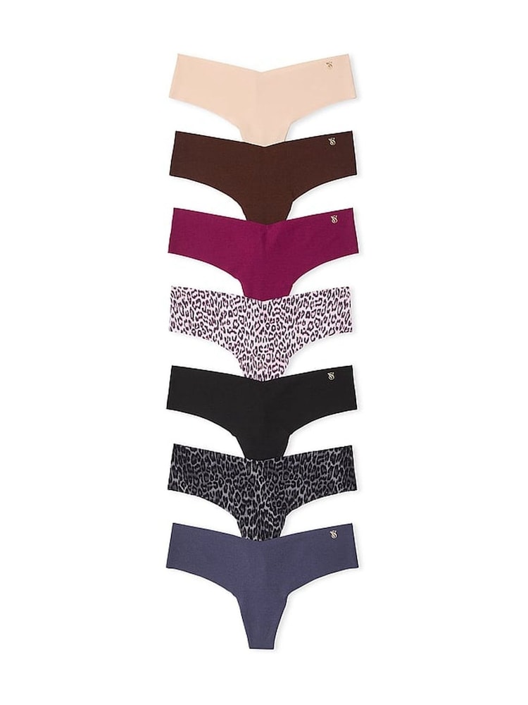 Victoria's Secret Nude/Brown/Purple/Leopard/Black//Blue Thong 7 Pack Knickers - Image 1 of 3