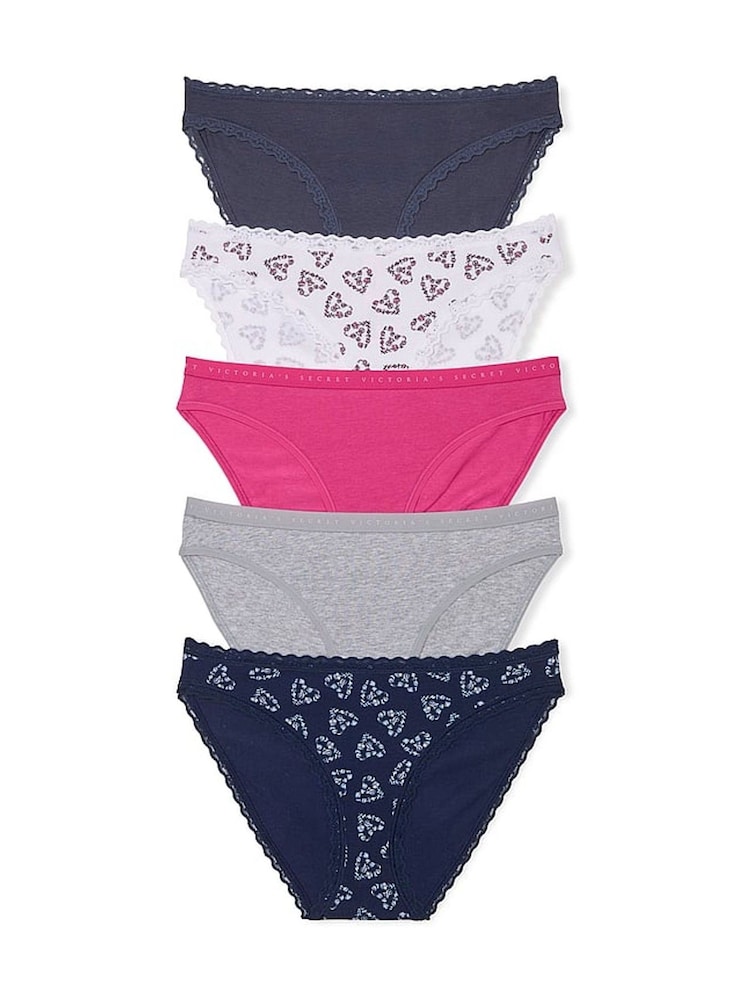 Victoria's Secret BlueWhitePinkGrey Bikini 5 Pack Knickers - Image 1 of 3